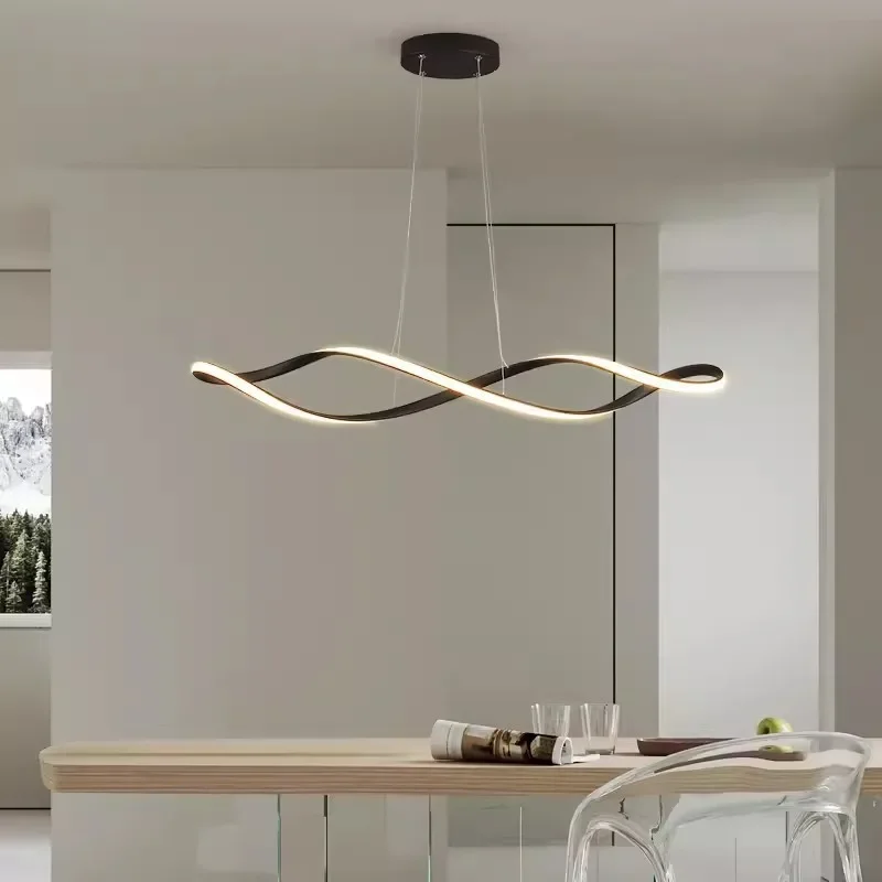 Lampe LED Suspendue au Design Moderne, Disponible en Or, Chrome et Noir, Luminaire Décoratif de Plafond, Idéal pour un Salon, une Salle à Manger ou une Chambre à Coucher, L92 cm