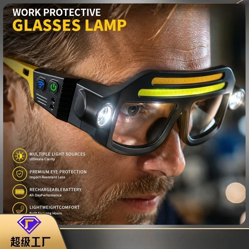 USB C Rechargeable Eyeglass Headlamp Work Light for Outdoor Repair Camping