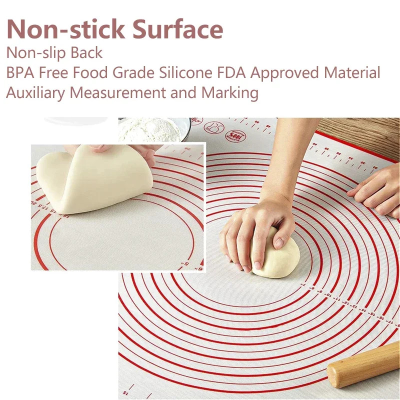 Non Stick Silicone Pastry Mat Extra Thick Baking Mat with Measurement Kitchen Fondant Dough Rolling Mat Baking Accessories