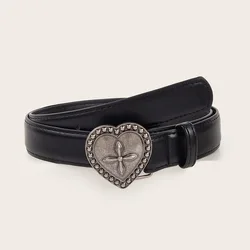 New Trendy Simple Gothic Vintage Metal Love Cross Belt Women's Belt Diesel Belt Women's Luxury Designer Jeans Dress Accessories