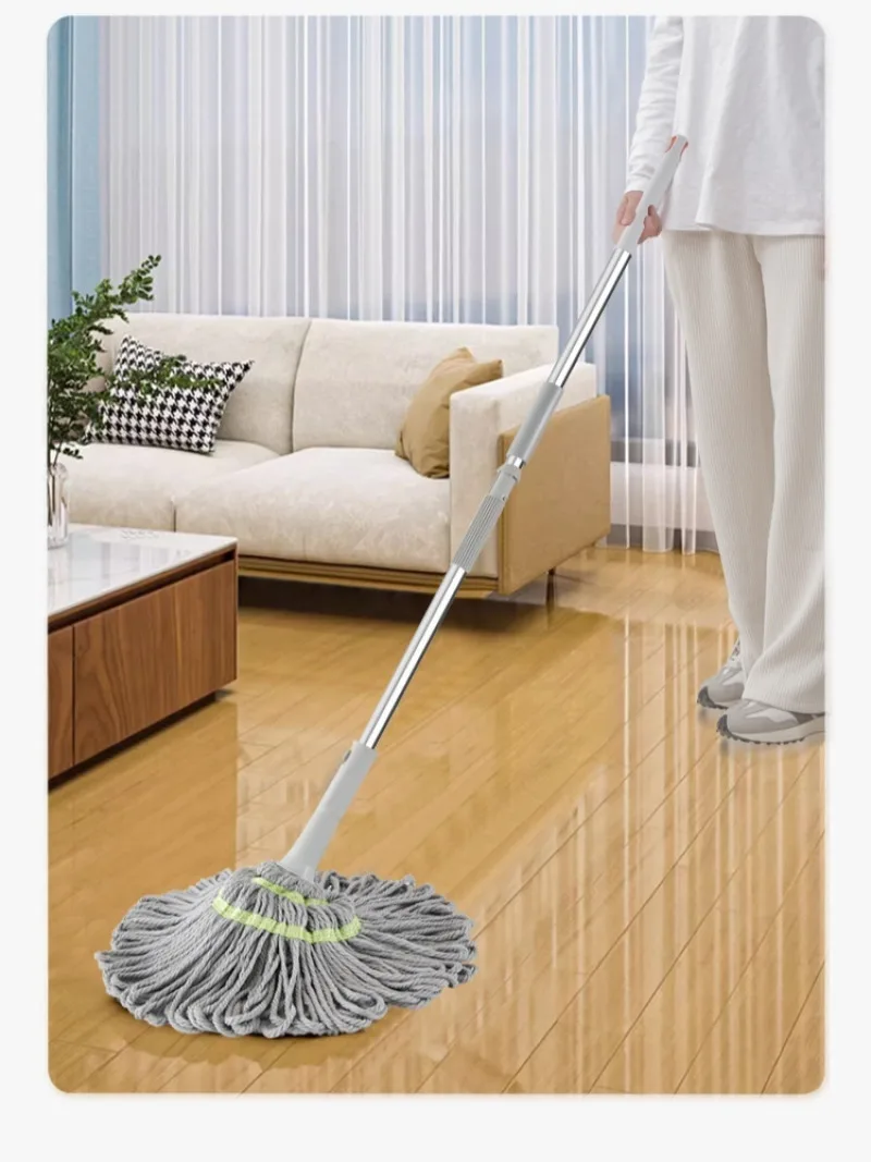 Household hand wash-free mop self-twisting water-squeezing retractable lazy spin mop fiber absorbent watert elescopic magic mop