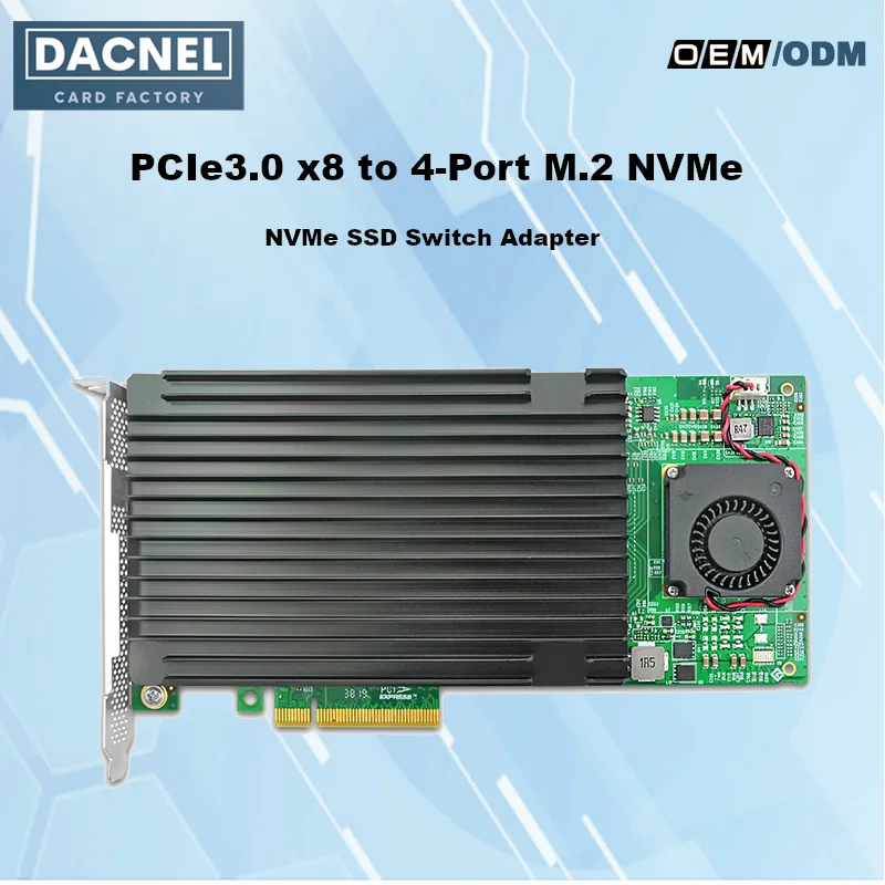 

M.2 NVMe Card PLX 8725 PCIe X8 to 4-Port M.2 NVMe SSD Adapter Card 22110mm - High-Speed Storage Expansion for Desktop Computers