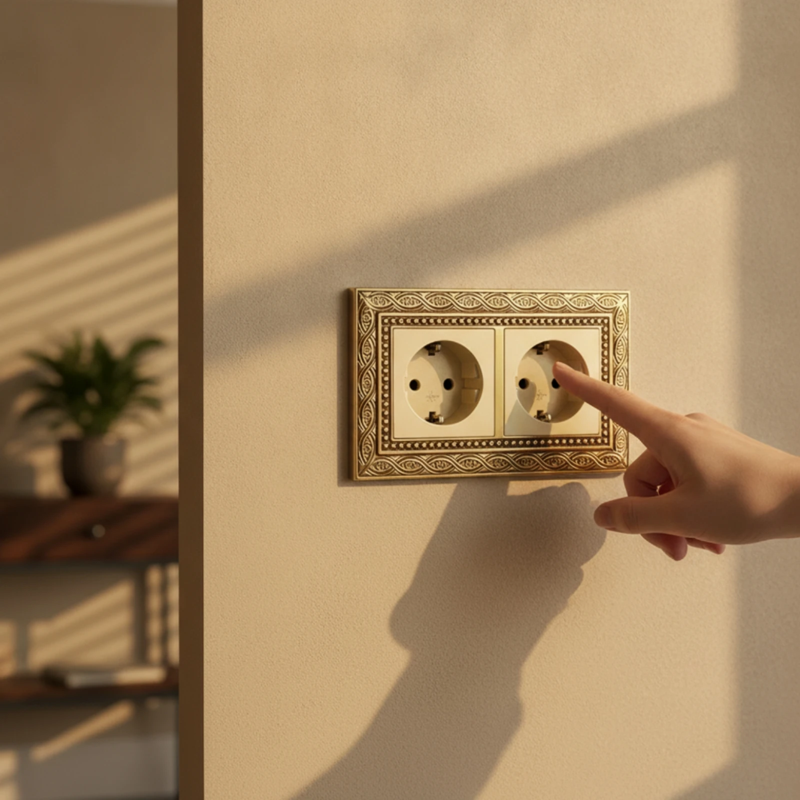 Wall Plate with Floral Motif Carved Brass Wall Plate Decorative Outlet Cover Antique-Style Hardware Classic