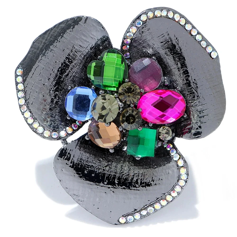 CINDY XIANG Large Rose Flower Brooch Vintage Camellia Pin Simple Design Fashion Jewelry