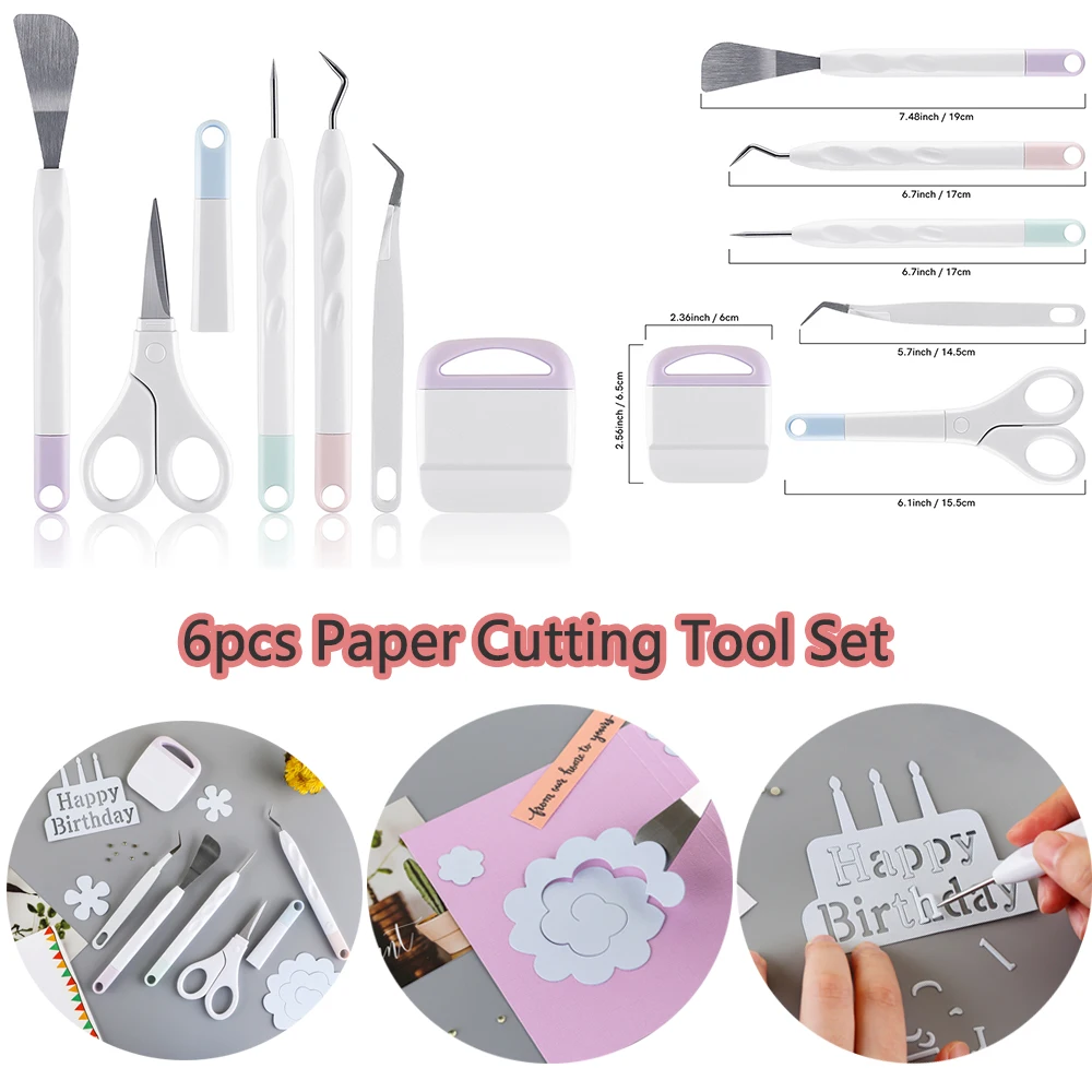 6pcs/set Multi-purpose Craft Vinyl Weeding Tool Set Dried Flower Basic Handmade DIY Kit For Cricut Maker Silhouettes Hand Tools