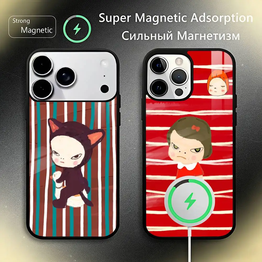 Japan Art Y-Yoshitomo N-Nara Phone Case For IPhone17 16 15 14 13 12 11 Plus Pro Max Plus Wireless Charger Cover Funda