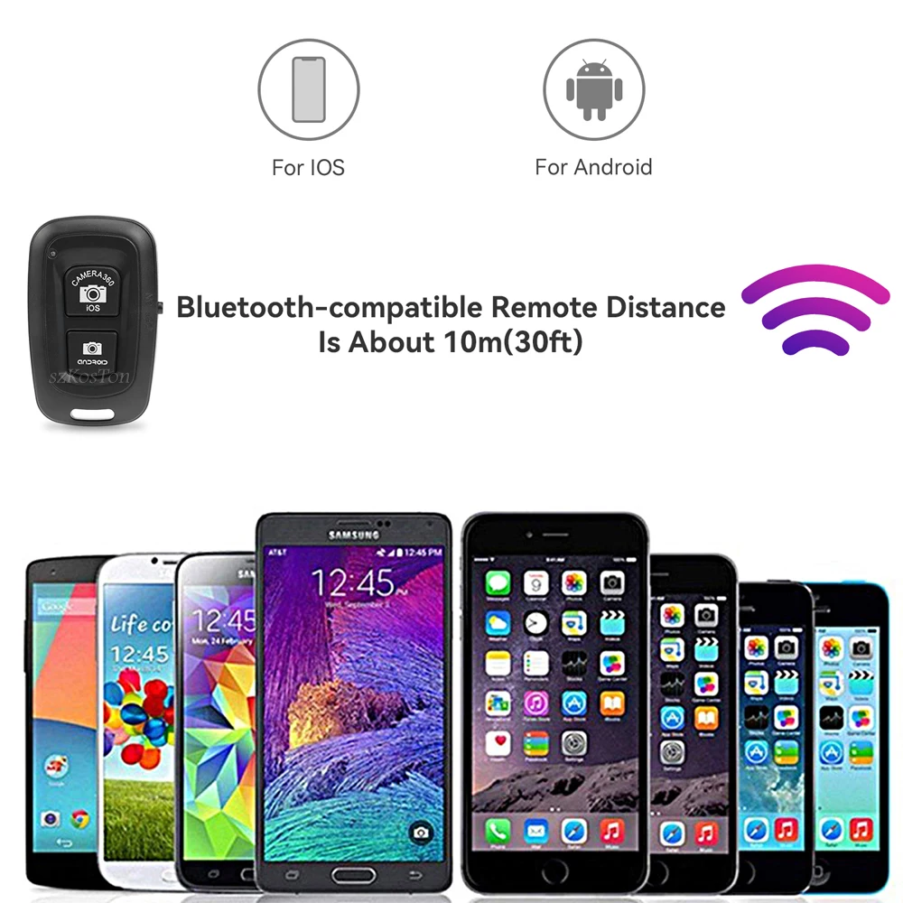 Disparador remoto para teléfono, Control inalámbrico compatible con Bluetooth para monopié, botón obturador para cámara fotográfica, accesorio para