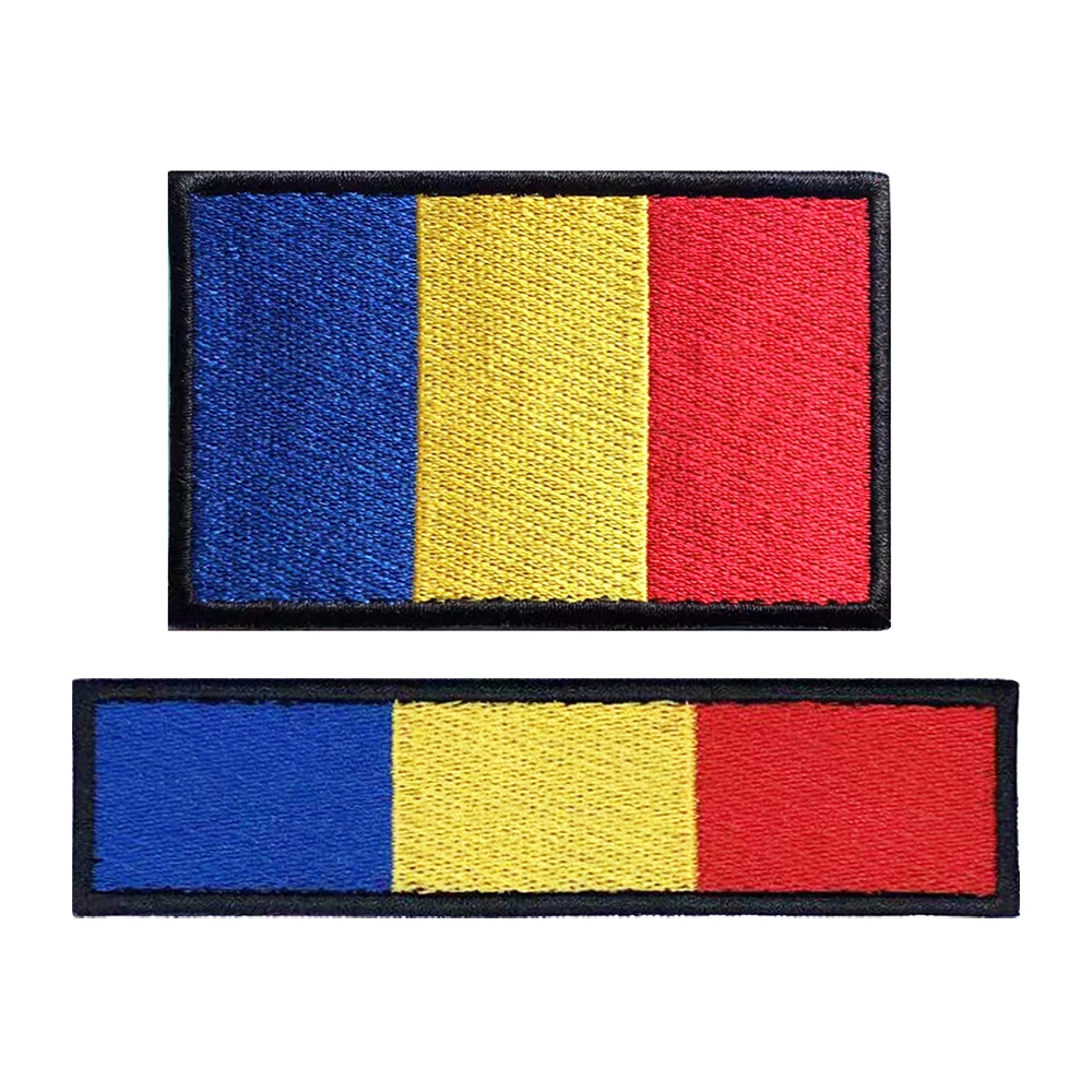 1PC Romanian Flag Romania Hook Loop Or Iron On Embroidery  Badge Cloth Military Moral Stripe Armband Embroidered Patch