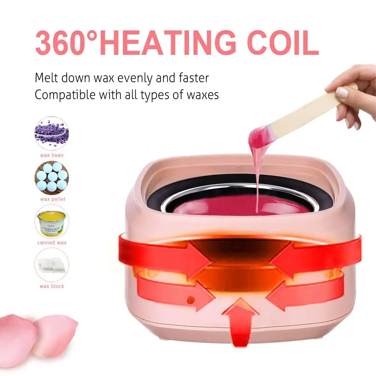 450ML Wax Heater Hair Removal Wax Machine Paraffin Wax Warmer Pot Spa Hand Foot Body Hair Epilator Depilatory Waxing Kit