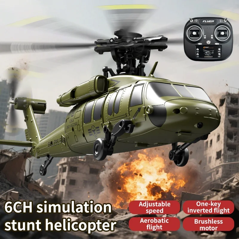 

Brushless RC Helicopter With 3D Stunt Flip Barometer Altitude Hold Optical Flow Positioning Six-Channel Remote Control Aircraft