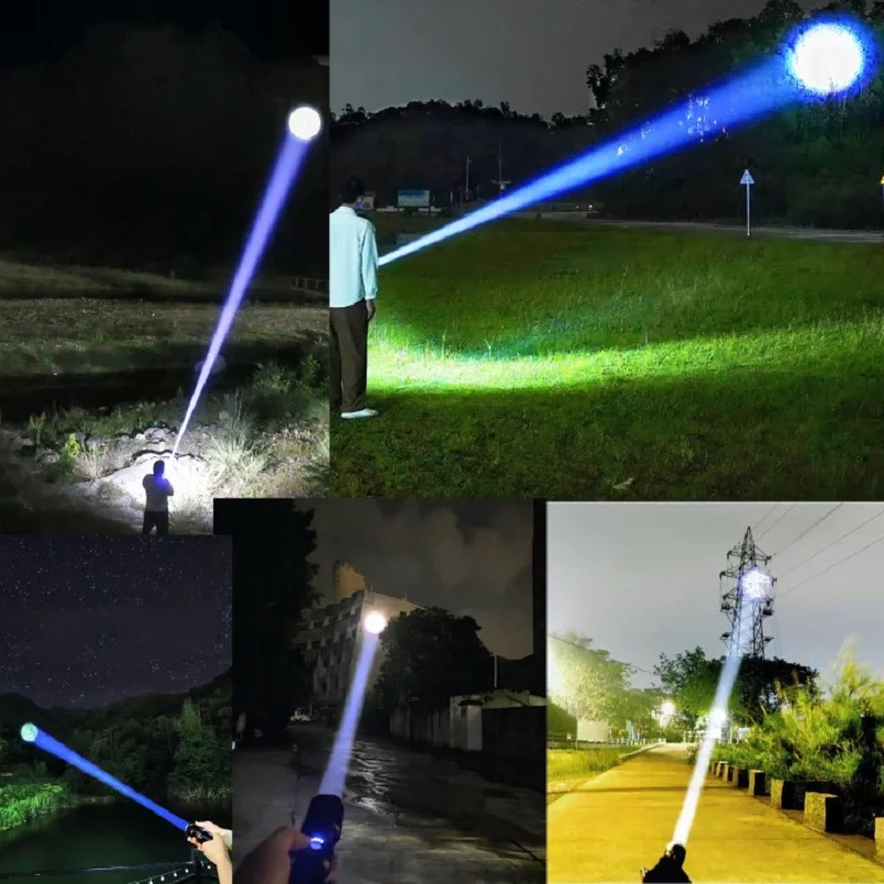 2000M Ultra Powerful Led Flashlight High Power White Laser Torch Built-in Battery Super Bright Flashlights Rechargeable Lantrens