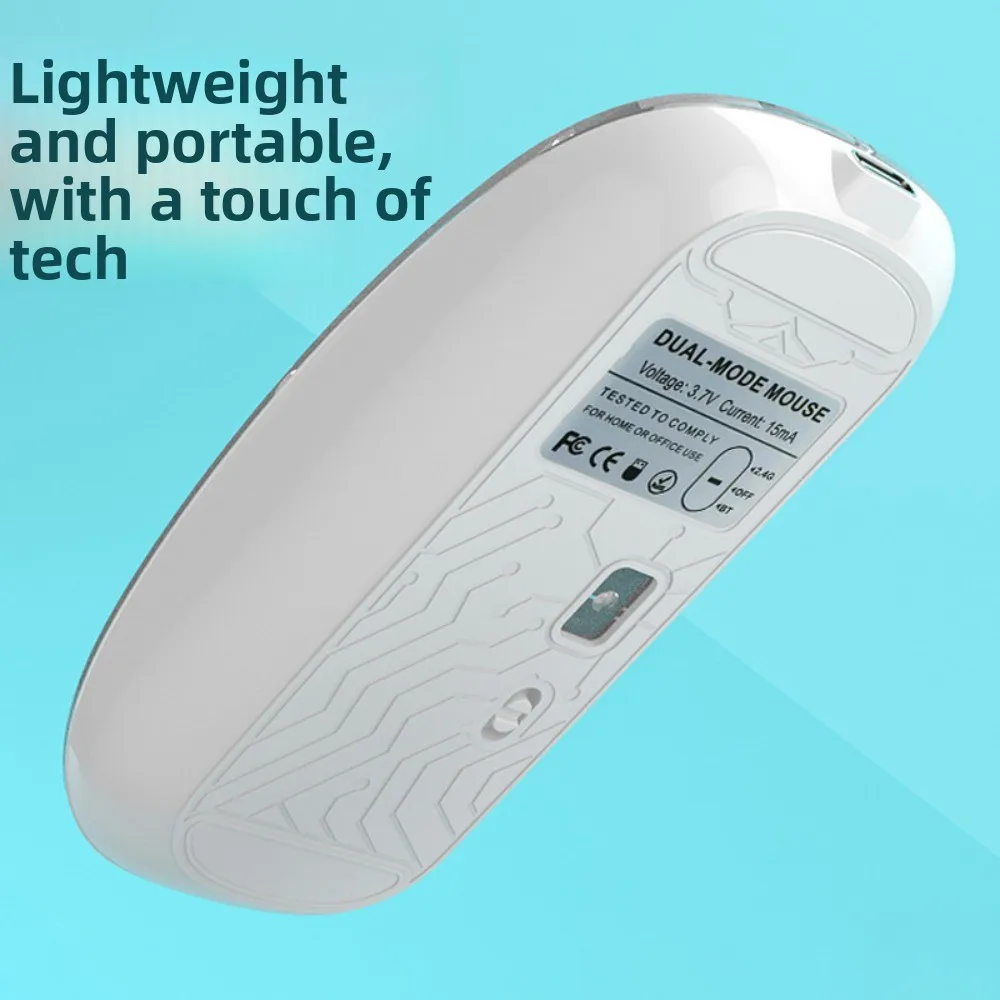 Bluetooth 2.4G Wireless Mouse Dual Mode Rechargeable Laptop Wireless Mouse High-Precision Transparent Rechargeable Mouse Laptop
