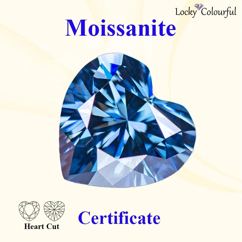 

Moissanite Heart Shape Natural Royal Blue Color VVS1 Beads for Charms DIY Jewelry Making Necklace Materials with GRA Certificate