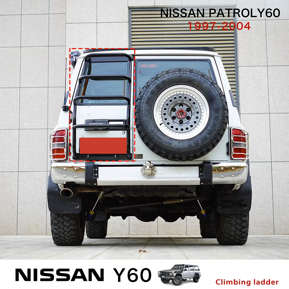 JAOS Style Climbing Ladder For Nissan Patrol Y60 Car Roof Climbing Tools Tailgate Ladder Y60 Patrol Accessories