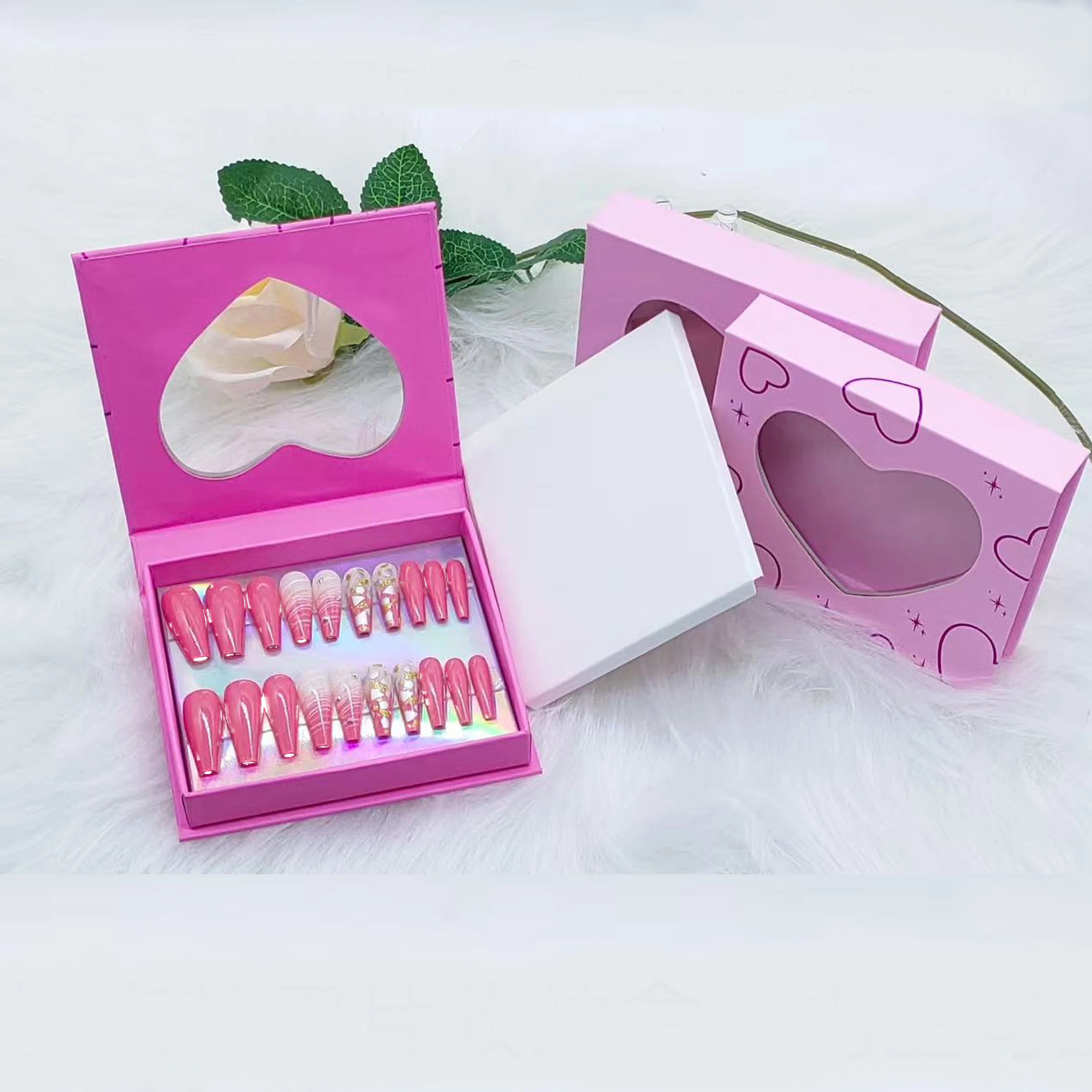 

Wholesale Nail Packaging Box Empty Custom False Nail Tips Cases Packaging Boxes Glitter Paper Magnetic Box Makeup