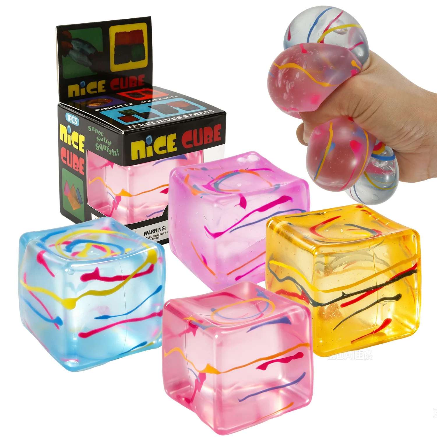 

Hand-Painted Ice Cube Malt Sugar Squeezable Joy Toy Stress Relief Slow Rebound Toy for Gift