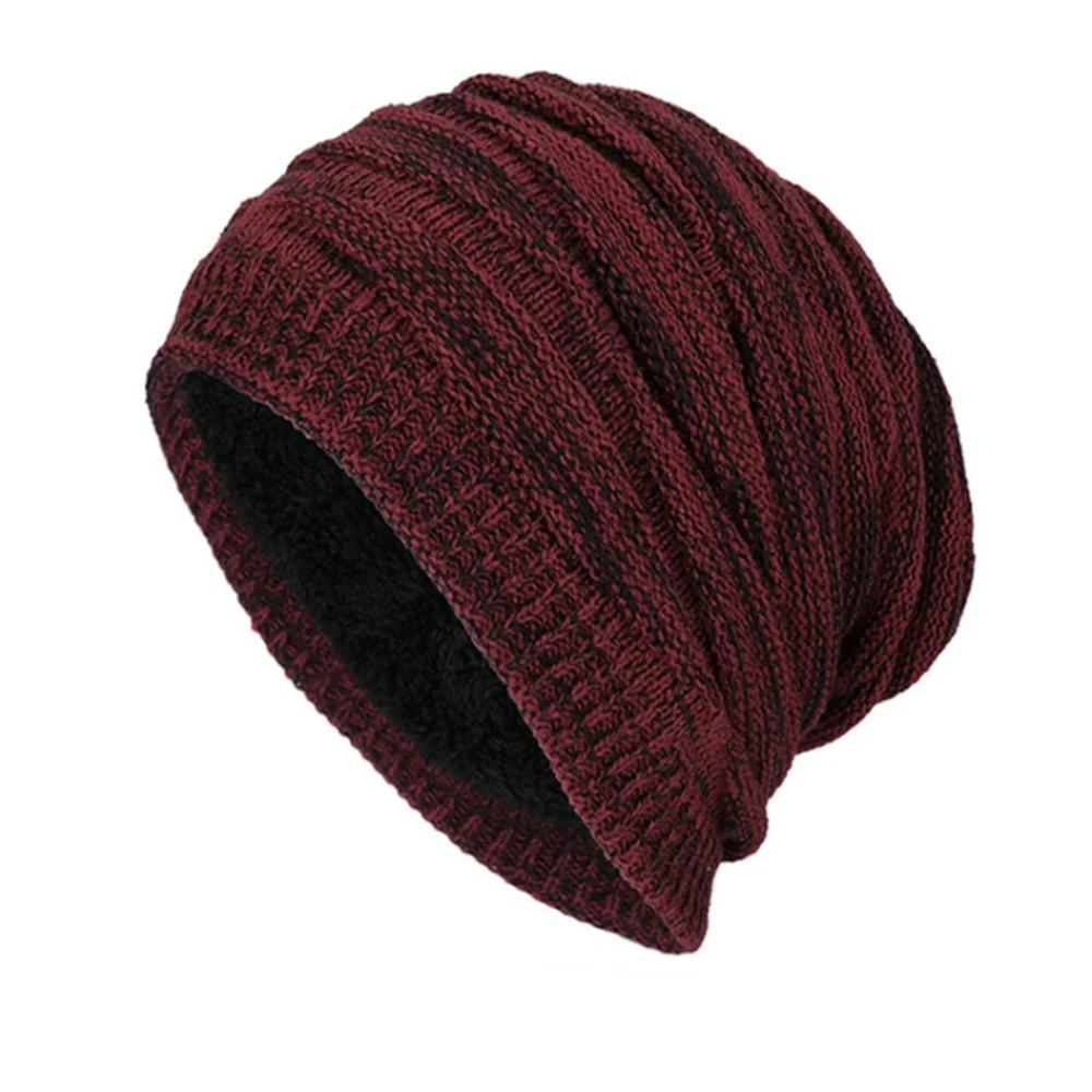 Tide Knitted Woolen Hat Winter Plus Velvet Warm Diamond-shaped Hedging Men\'s Outdoor Cap