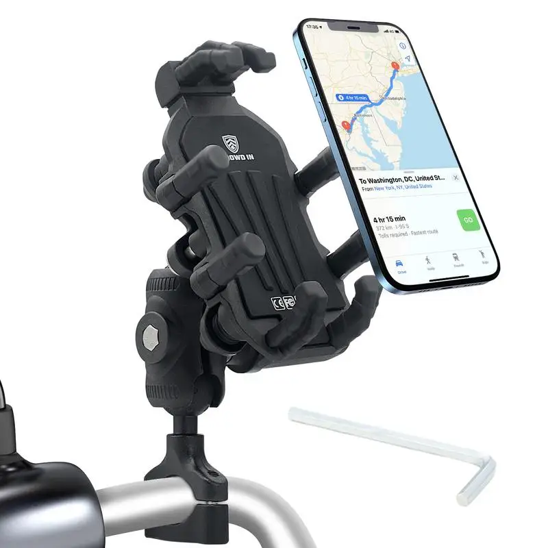 Motorcycle Phone Holder Handlebar Bike Phone Mount Anti-Theft Cell phone Clamp Shock Absorber Handlebar GPS Navigation Bracket