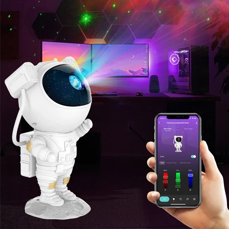 Spaceman Projection Lamp Seven Color Night Light Projection with 8 Free Effect Star Projector Remote Control for Indoor Bedroom