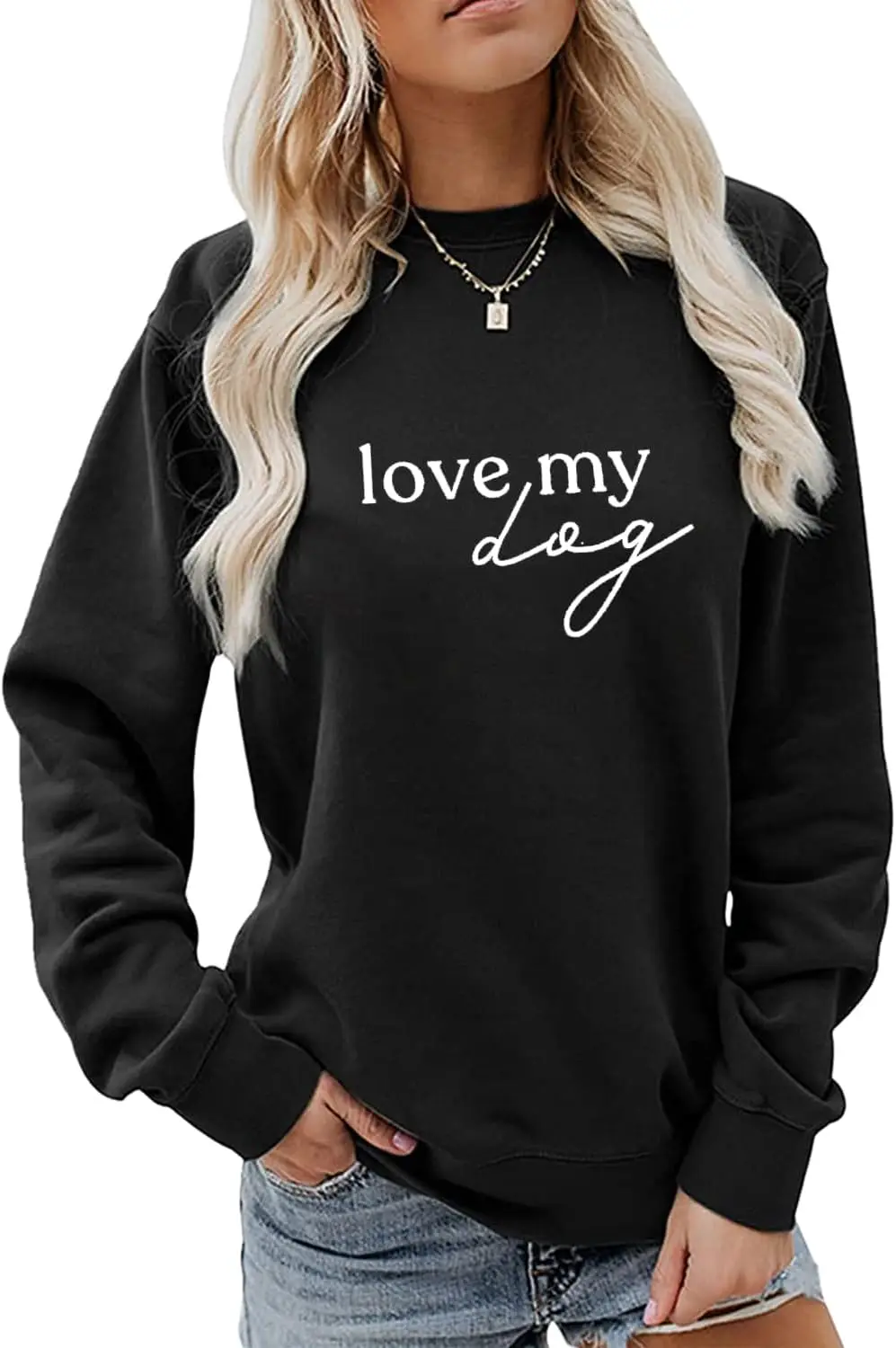 Love My Dog SweatShirt Dog Mother Sweater Women Casual Crewneck Pullover Tops Funny Dog Lover Shirt Gift for Fur Mom