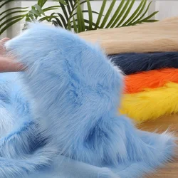 Plush Fabric By The Meter for Coats Clothing Diy Lining Sewing Thickened Plain Black White Imitation Fox Furs Winter Soft Fleece