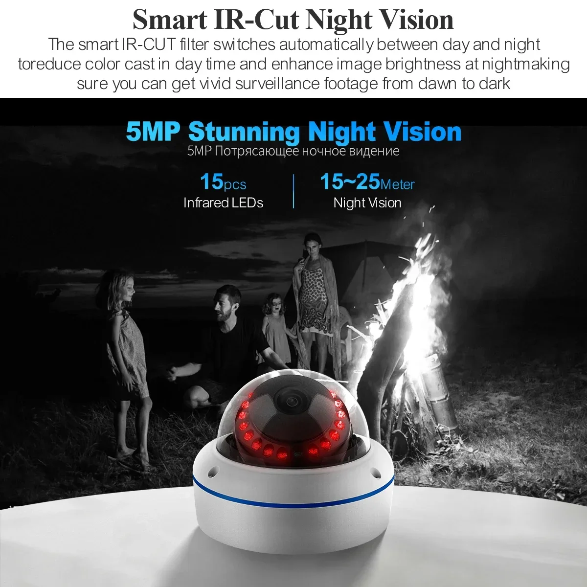 Visione notturna Audio bidirezionale 8ch 5mp Nvr Poe Sicurezza Ip Cctv Telecamera Sistema di telecamere Dome antivandalo Telecamera Poe