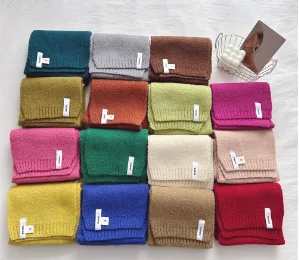 

2024 Pinkycolor Children Knitted Scarf Small Cloth Label Male and Female Babies Solid Color Keep Warm Rectangle Scarf