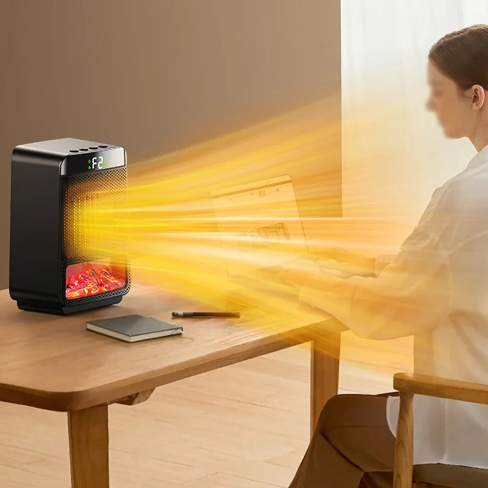 Bedroom Living Room Black Electric Heater Efficient Electric Heater Fan PTC Heating Technology 800W And 1200W Power