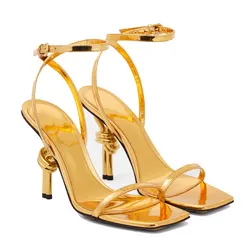 2025 Women's Summer Metal Stiletto Fashion Show Sandals European and American Fish Mouth Open Toe Large Cool Slippers