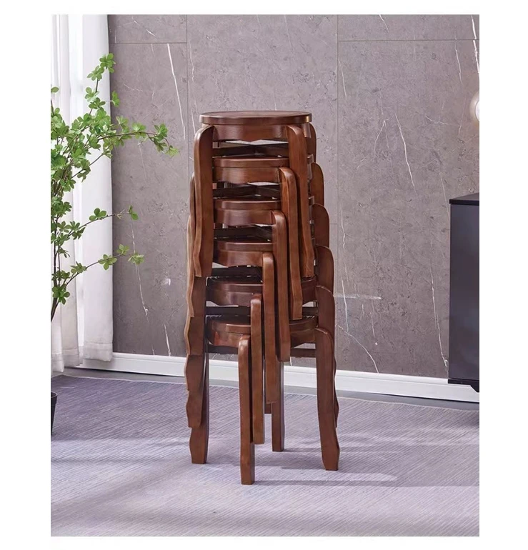 Solid wood stool modern simple dining room wooden dining stool home dining stool can be stacked chair square stool living room