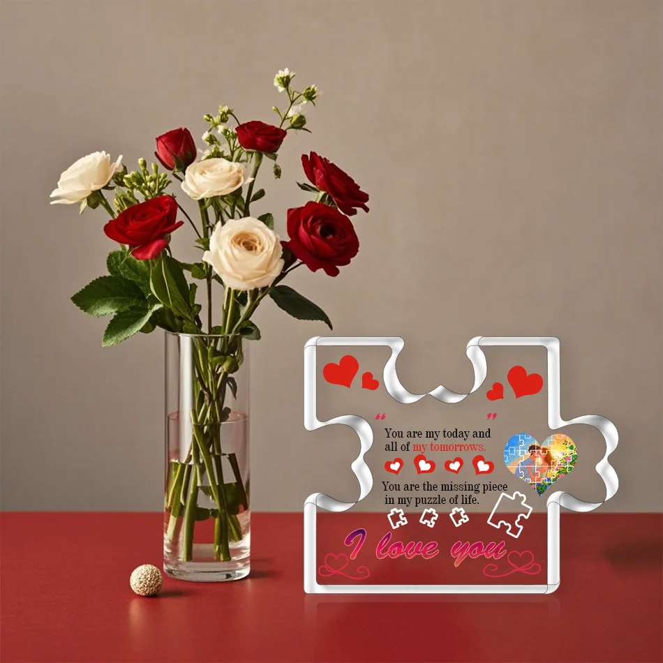 

A romantic couple birthday gift for newlyweds, transparent acrylic couple jigsaw puzzle for desktop decoration.
