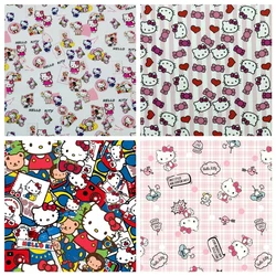 Cute Cartoon Hello Kitty Print 100% Cotton Fabric for Sewing Patchwork Handmade DIY Bag Clothing Dress fabrics