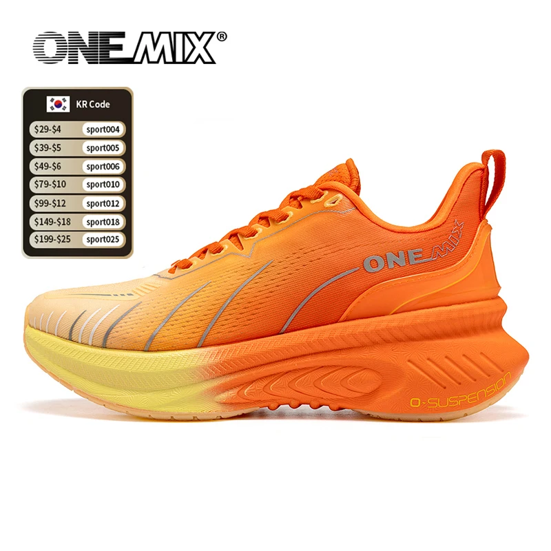 Onemix novo amortecimento tênis de corrida para homens adequados corredores pesados rendas até esportes feminino antiderrapante ao ar livre atlético masculino tênis