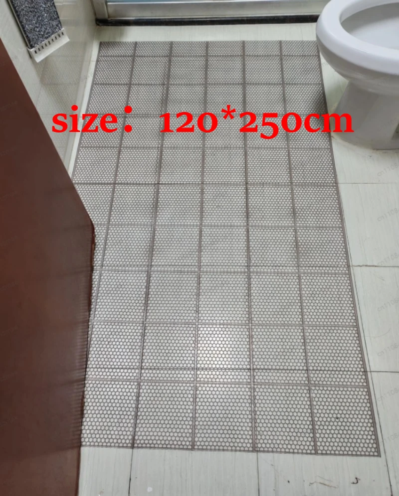 

120*250cm Thick Plastic Hollow Grid Bathroom Mat, Anti-Slip Drain Shower Rubber Floor Pad Suitable for Elderly
