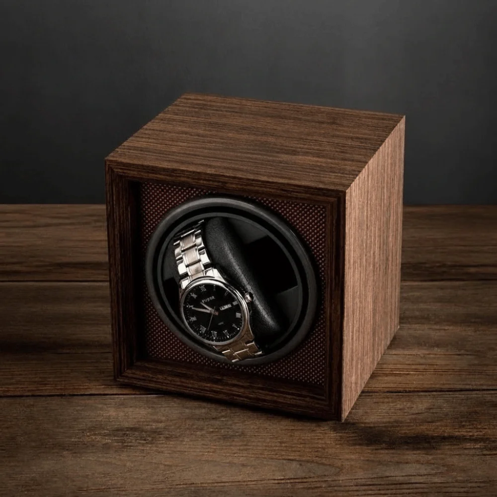USB Power Automatic Watch Winder Mute Motor Wooden Case Rotating Watch Box Single Position Fully Automatic