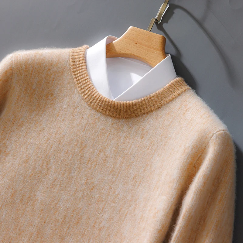 Autumn And Winter New Cashmere Sweater Men\'s Round Neck Loose Pullover Wool Knitted Bottoming Shirt Business Sweater