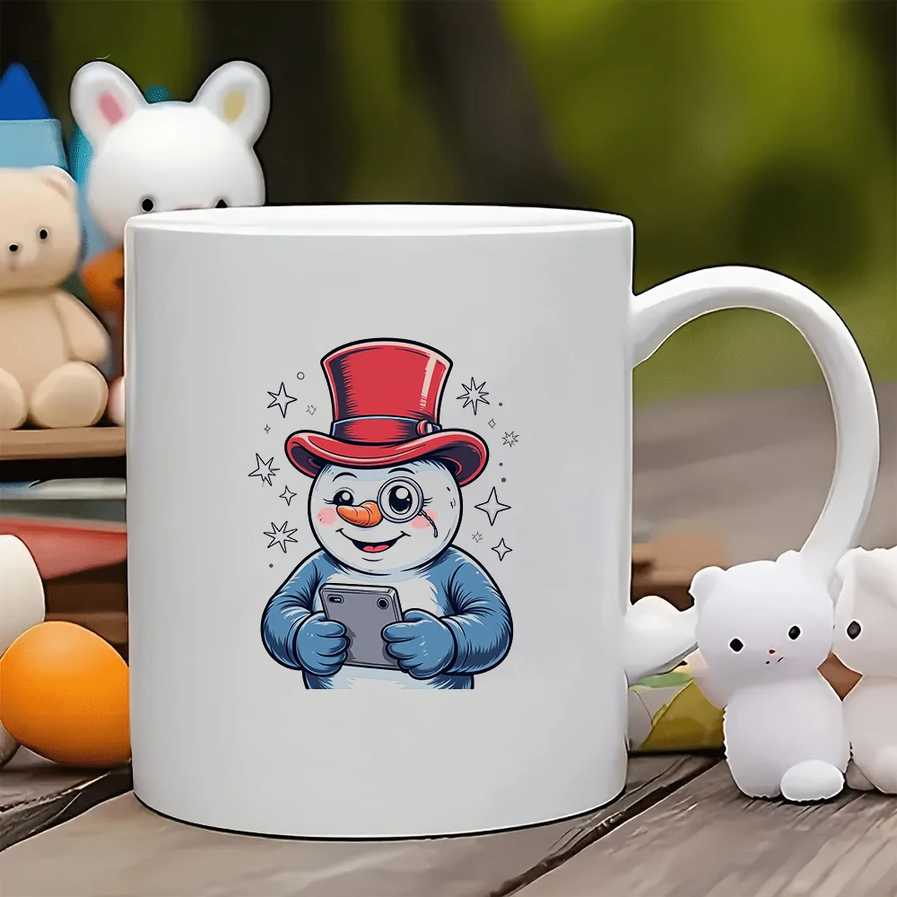 

11oz Mugs + Cartoon Snowman Stickers + Christmas Gift - Kids Water Bottle Family Office Coffee Cup