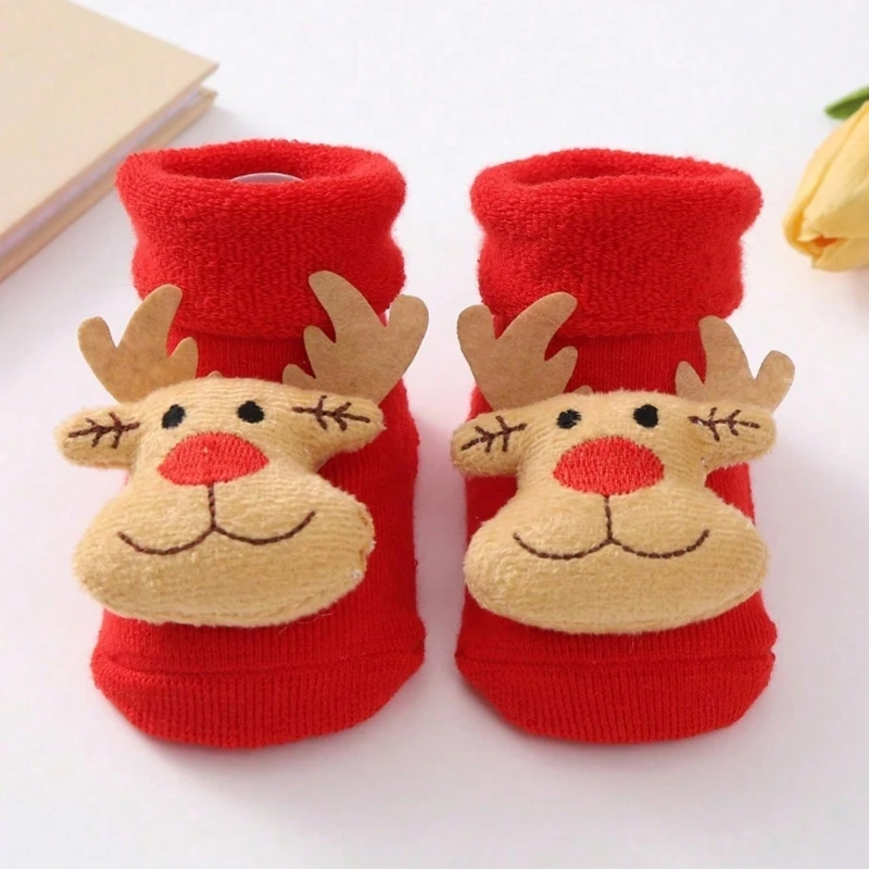 F19F Baby First Christmas Comfort Socks with Traction Essential Infant Socks Warm