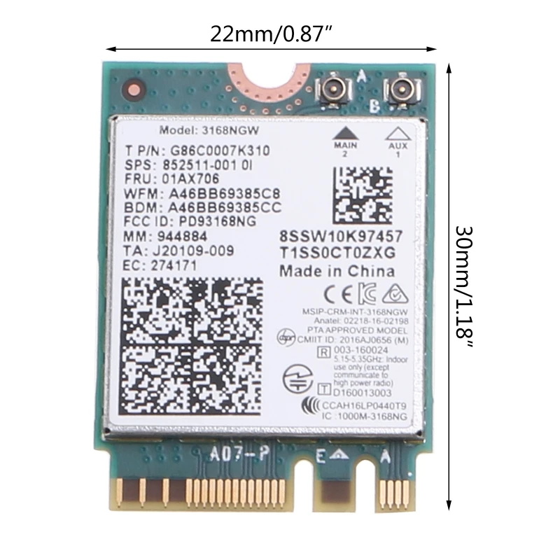 600mbps para 3168ngw banda dupla 2.4g/5ghz desktop sem fio bluetooth-com 4.2 802.11ac para antena placa wi-fi