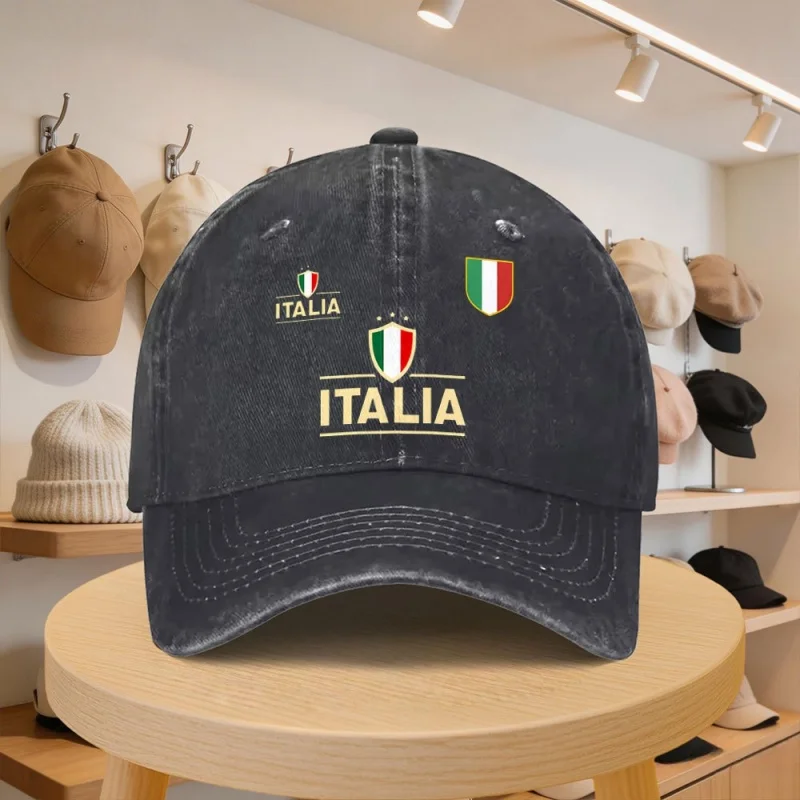 Men's Adjustable Baseball Cap with Italian Shield Logo – Stylish Casual Hat for Spring Autumn Beach Vacation – Multiple Colors