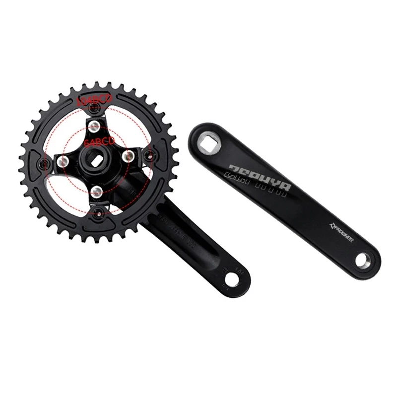 PROWHEEL Bicycle Square Hole Sprocket 104BCD 170/175mm Crank + MOT Narrow Chainrings 32T 34T 36T 38T MTB Crankset