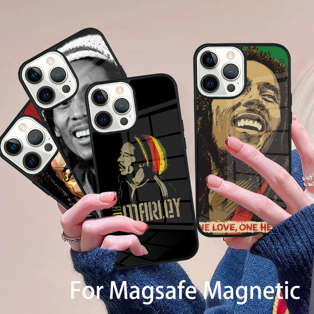 

Bob Marley Phone Case Magesafe Magnetic Wireless Charge Cover For IPhone 16 11 12 13 14 15 Pro Max Plus Mini