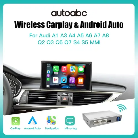 AUTOABC Drahtlose 카플레이 가이넷, 아우디 A1 A3 A4 A5 A6 A8 Q2 Q3 Q5 Q7 MMI 모듈, 안드로이드 자동 스피겔 리버스 카메라
