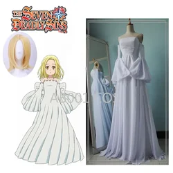 The Seven Deadly Sins Elaine Dress Costume Nanatsu no Taizai Elaine Cosplay Costumes White Lolita Long Chiffon Dress Any Size