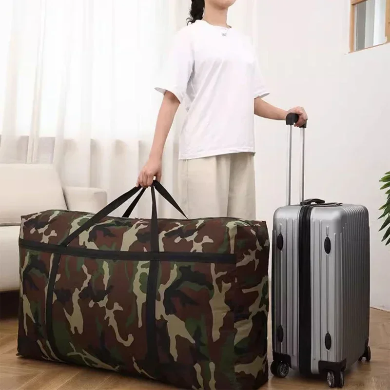 

New Camouflage Luggage Moving House Big Bag Thick Waterproof Oxford Cloth Moving Artifact Large Woven Storage Men's Travel Bag