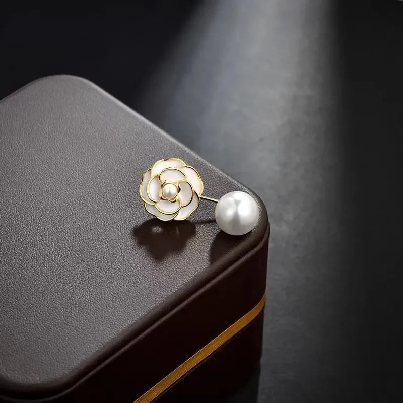 أنيقة كلاسيكية زهرة بيضاء الأقراط الرجعية روز اللؤلؤ وأقراط للنساء مجوهرات اكسسوارات الزفاف #5