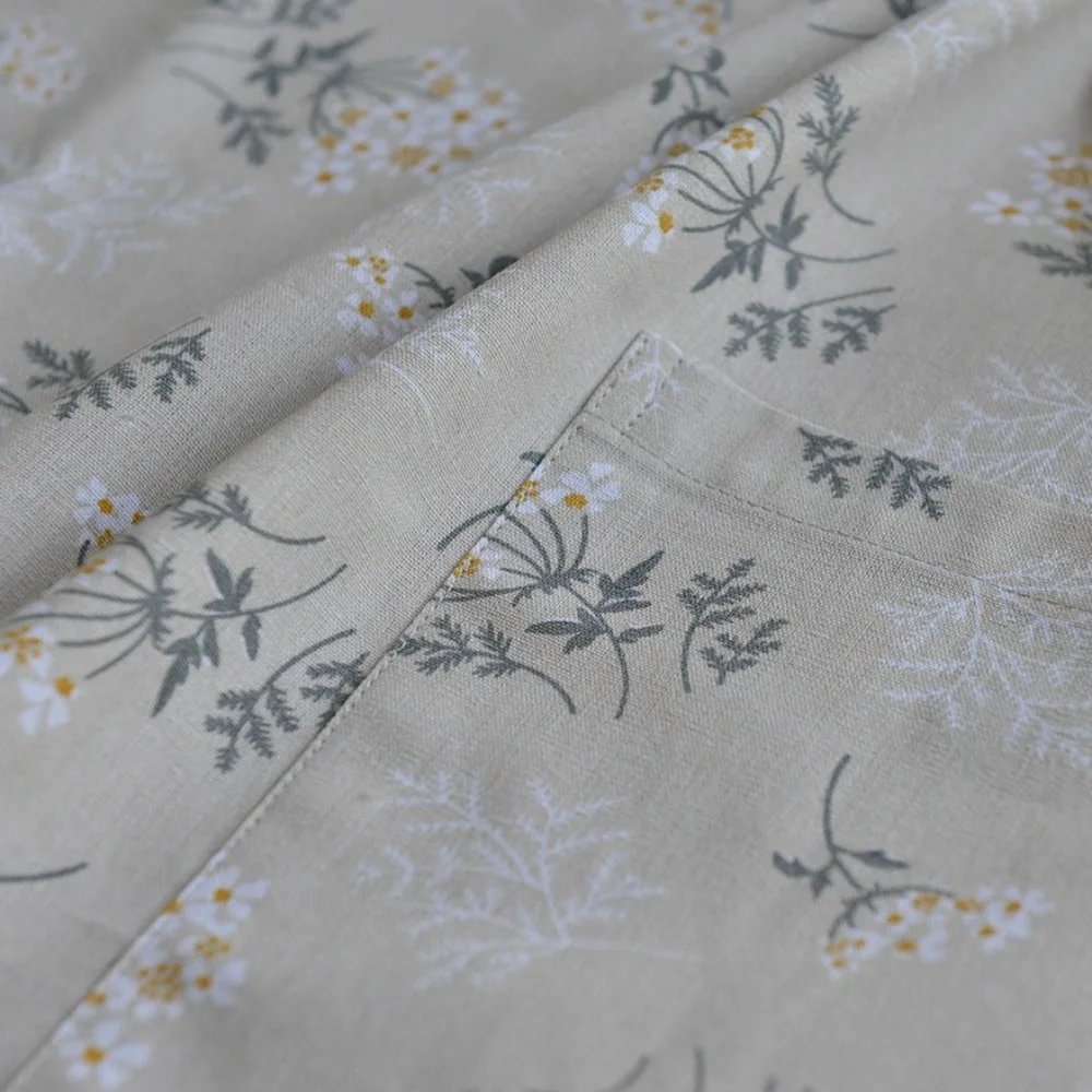 Grembiule impermeabile nordico girocollo - Bavaglino protettivo da cucina coreano-giapponese in lino e cotone (spallacci regolabili + doppie tasche)