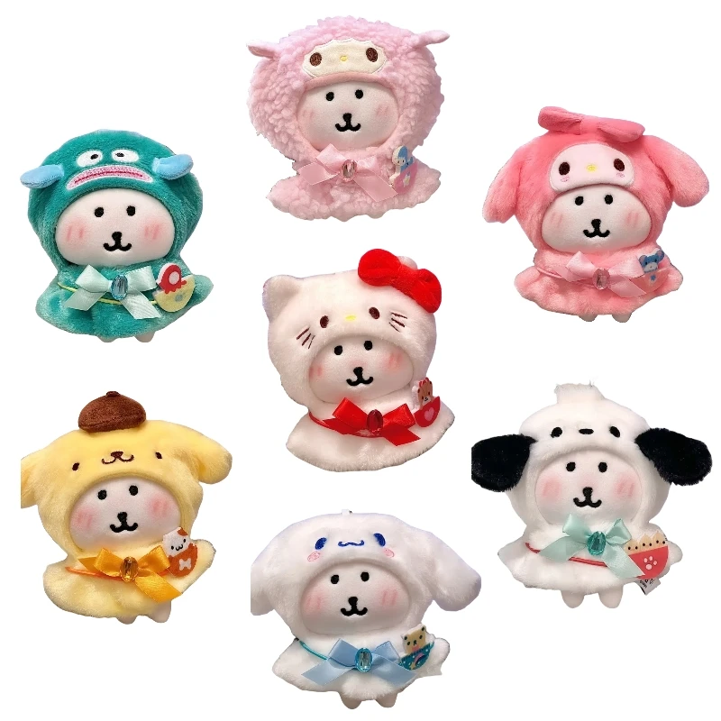 

Kawaii Joke Bear Sanrios кукольная одежда для 10 см хлопковая кукла Xiaoba наряды Melody Kuromi Hangyodon накидка с капюшоном милая кукла косплей