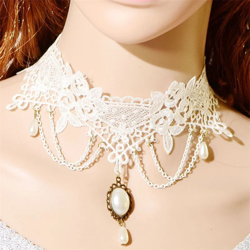 Black Lace Necklace Women Girl Tassel Sexy Lace Choker Versatile Bracelet Halloween Jewelry