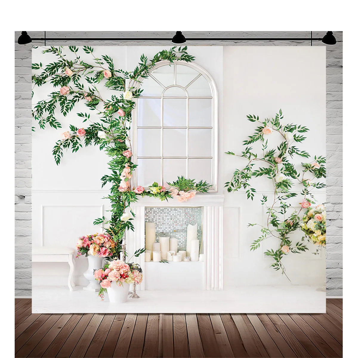 Castle Turret Ivy Cloud Wildflower Firefly Photography Background Enchanted Tree Rainbow Arch Brook Studio Backdrops LY-04